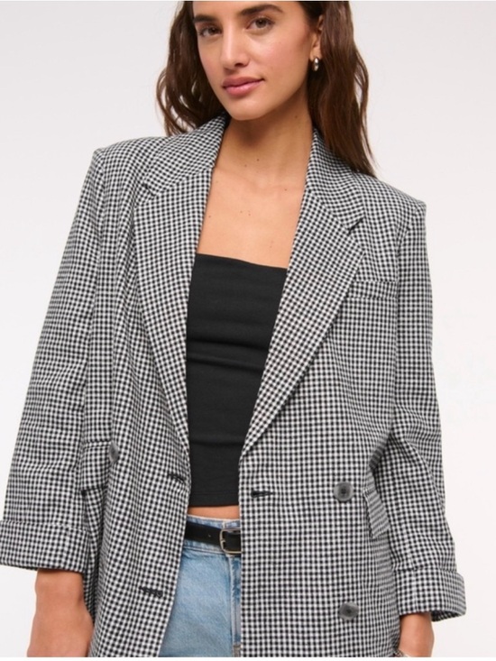 Abercrombie & Fitch Jackets & Blazers - Abercrombie & Fitch Houndstooth Blazer Oversized Double Breasted Medium